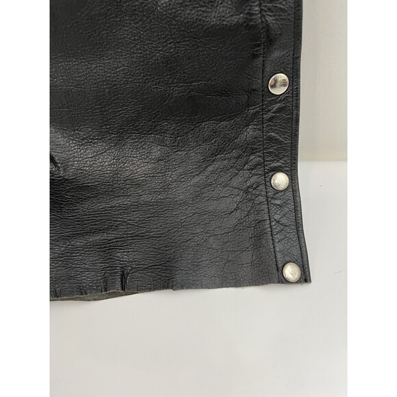 First Manufacturing Co Rally Riding Chaps FMC Black leather Biker Adj waist Med - Picture 2 of 10
